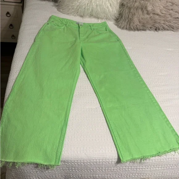 Zara The Boogie Pants Vibrant Green Wide Leg Pants - Picture 7 of 12